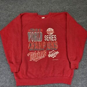 VTG Minnesota Twins World Series Champions Red Crewneck Sweatshirt XL USA 91